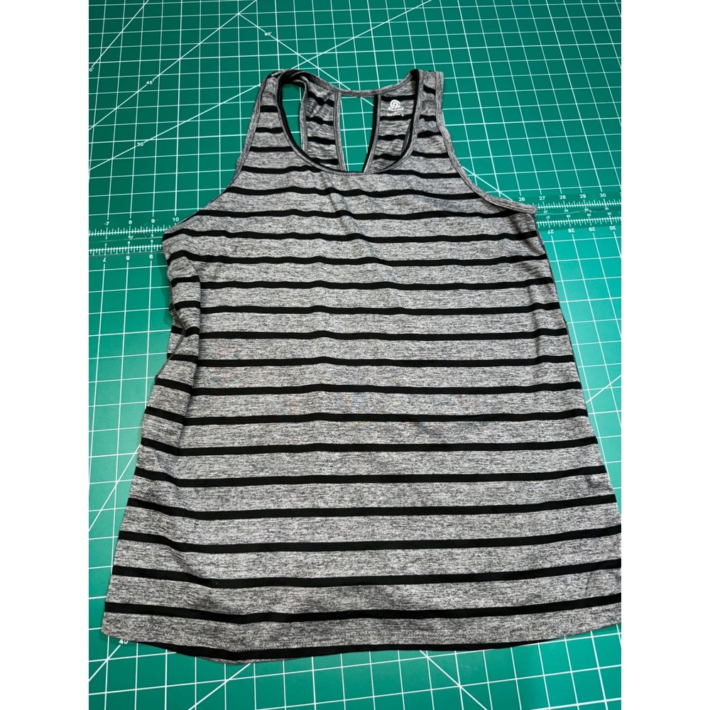 Champion C9 Womens Gray Black Striped Racerback Activewear Tank Top Size M